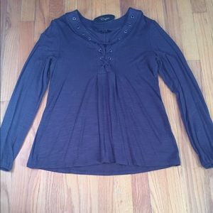 Gray smoke front lace up long sleeve